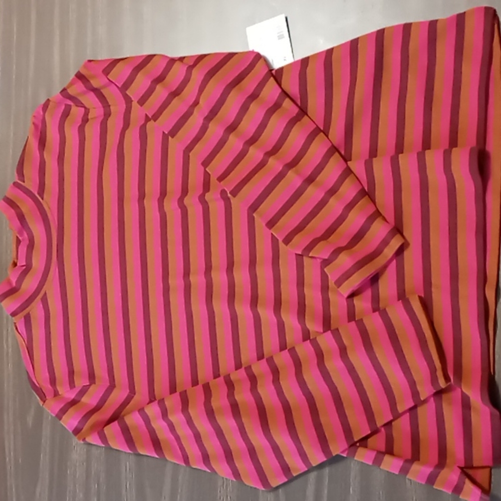 Covington Sport Sangria Stripe Long Sleeve Mock Neck Shirt XL NWT
